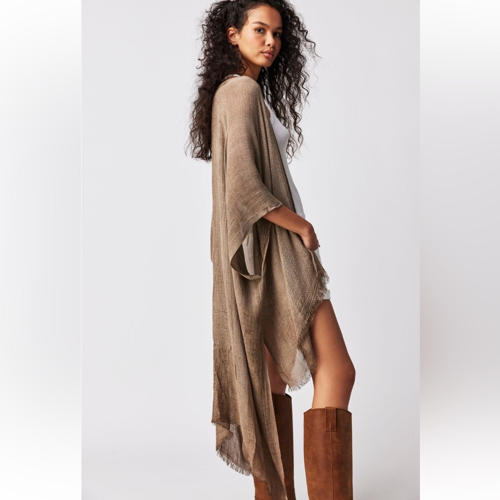 Free People Daydream Washed Kimono Taupe